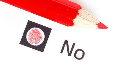 Image showing Red pencil choosing between yes or no