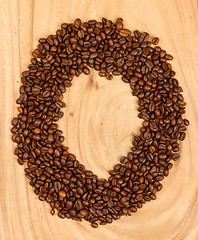 Image showing Letter O, number 0, alphabet from coffee beans
