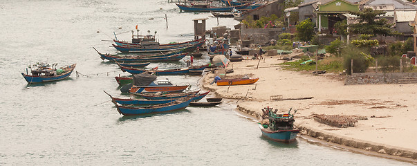 Image showing Fishing boats in a harbour