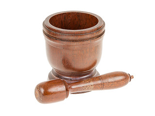 Image showing Wooden mortar for pounding spices