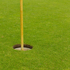 Image showing Golf hole and flag