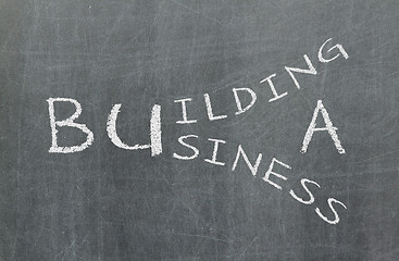 Image showing Building a business written on a chalkboard