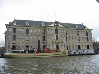 Image showing Scheepvaartmuseum in Amsterdam from water
