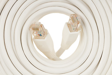 Image showing Close-up of a white RJ45 network plug