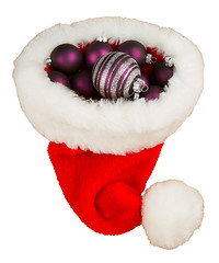 Image showing Santas hat filled with Christmas balls