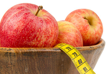 Image showing Red apples with a yellow tape-measure