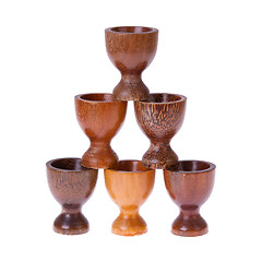 Image showing Set of different  wooden egg cups