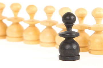 Image showing Old handcarved chess pieces isolated