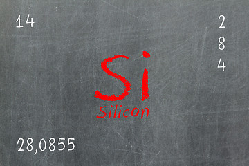 Image showing Isolated blackboard with periodic table, Silicon