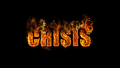 Image showing The word crisis burning