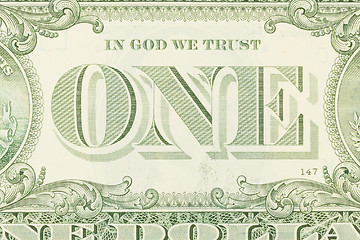 Image showing Close-up of an one dollar bills