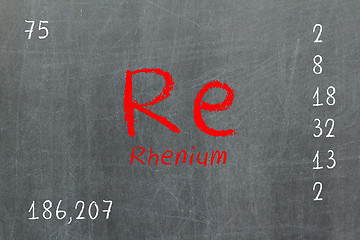 Image showing Isolated blackboard with periodic table, Rhenium