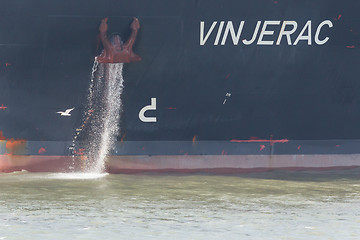 Image showing Bow of the oil tanker with anchor 