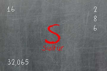 Image showing Isolated blackboard with periodic table, Sulfur