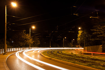 Image showing Speeding cars at night