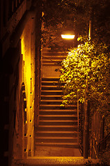 Image showing Ancient Passage with stairs at night