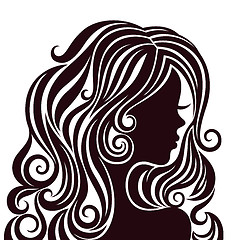 Image showing Silhouette of a young lady with luxurious hair