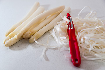 Image showing Peeling Asparagus