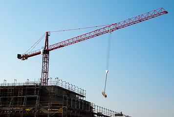 Image showing Construction site with crane and building