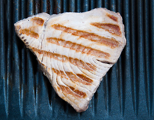 Image showing Tuna Steak Cooking On A Grill