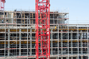 Image showing Construction site with crane and building