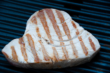 Image showing Tuna Steak Cooking On A Grill