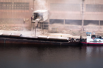 Image showing transport ship being loaded