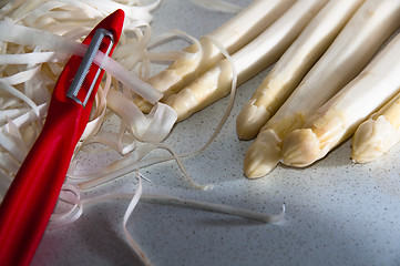 Image showing Peeling Asparagus