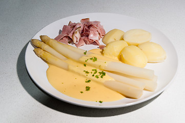 Image showing White Asparagus (German Asparagus) Meal