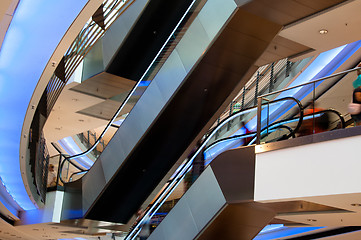 Image showing People On Escalator In Modern Shopping Mall