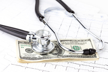 Image showing stethoscope and dollars