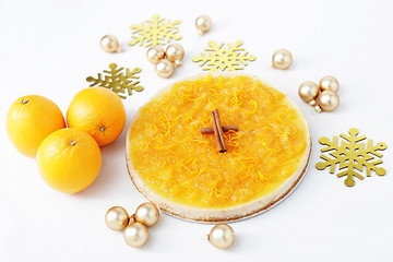 Image showing cheesecake with oranges