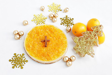 Image showing cheesecake with oranges