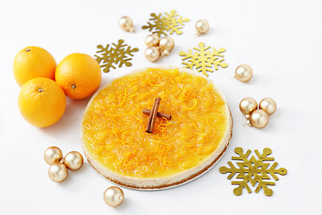 Image showing cheesecake with oranges