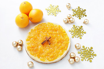 Image showing cheesecake with oranges