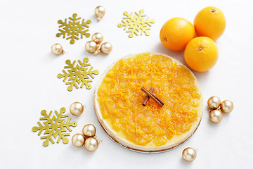 Image showing cheesecake with oranges