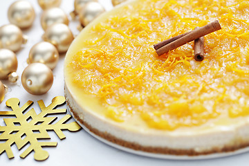 Image showing cheesecake with oranges