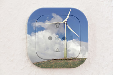 Image showing Conceptual: Wind Turbine over Power Outlet