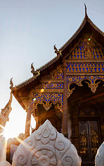 Image showing Ancient buddhist temple in northern thailand with sun light