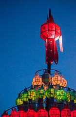 Image showing Handmade colorful lighting paper lanterns