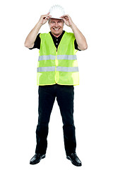 Image showing Construction worker in fluorescent jacket
