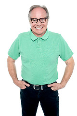Image showing Smartly dressed senior man posing for a portrait