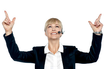 Image showing Jubilant businesswoman celebrating her success