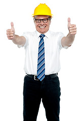 Image showing Business architect showing double thumbs up