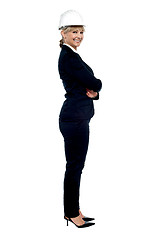 Image showing Female business architect posing sideways
