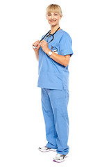 Image showing Casual portrait of a confident physician standing sideways
