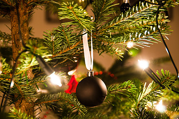 Image showing Christmas Ball Hanging From Christmas Tree