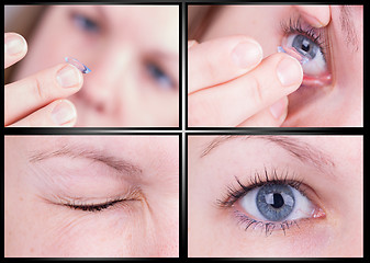 Image showing Close up of inserting a contact lens