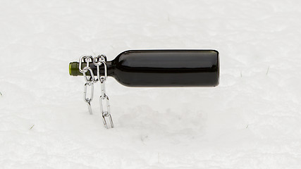 Image showing Bottle of red wine and wineglasses isolated