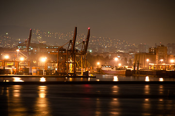 Image showing Nightly container harbour